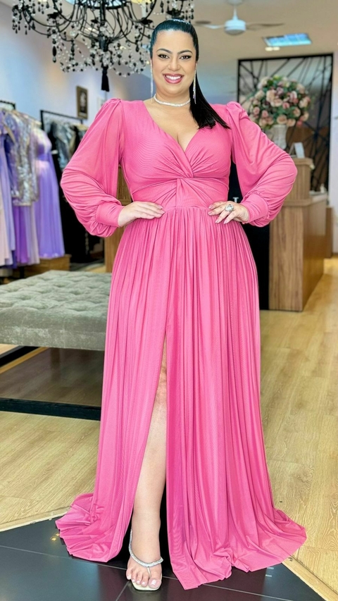 Vestido em tule Gabriele Rose Escuro Plus