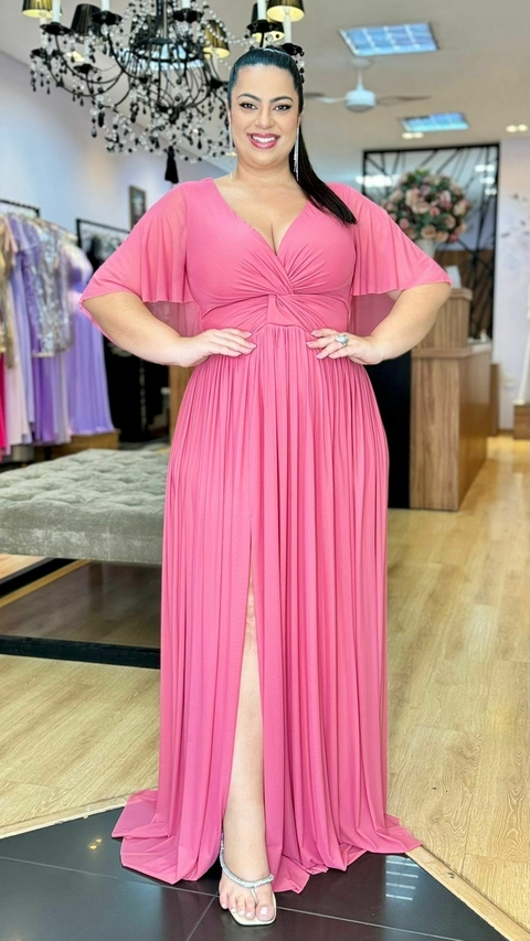Vestido em tule Giah Rose Escuro Plus