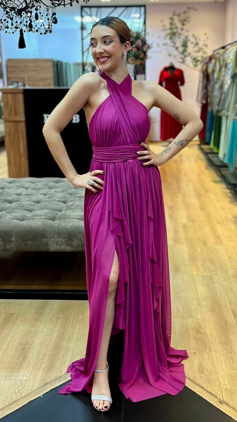 Vestido em tule Maithe Fúcsia (Multiformas)