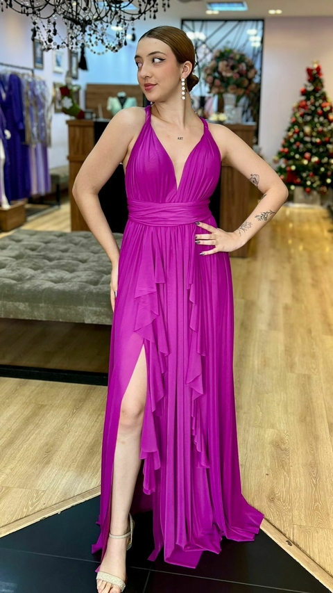 Vestido em tule Maithe Roxo (Multiformas)