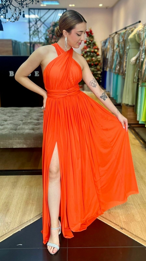 Vestido em tule Manuelly Laranja (Multiformas)