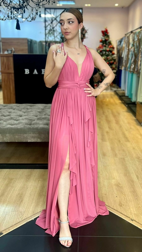 Vestido em tule Maithe Rose Escuro (Multiformas)