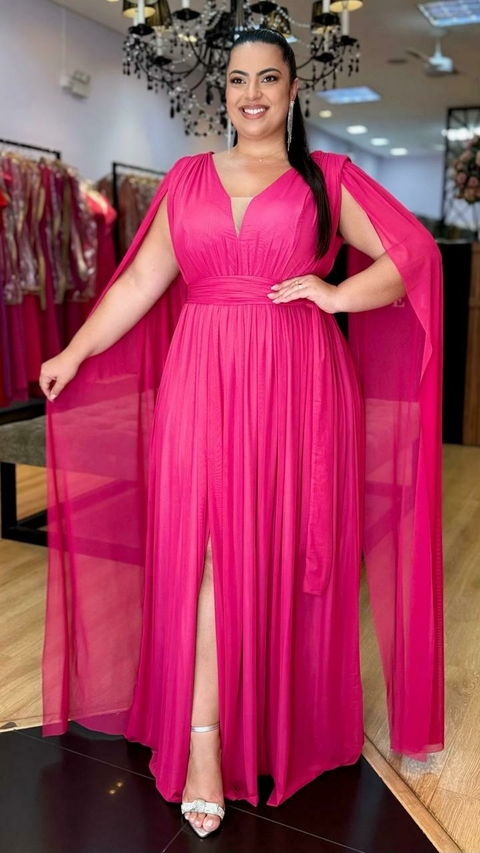 Vestido em Tule Angelina Pink Plus (Capa e Faixa Cintura Removivel) - comprar online