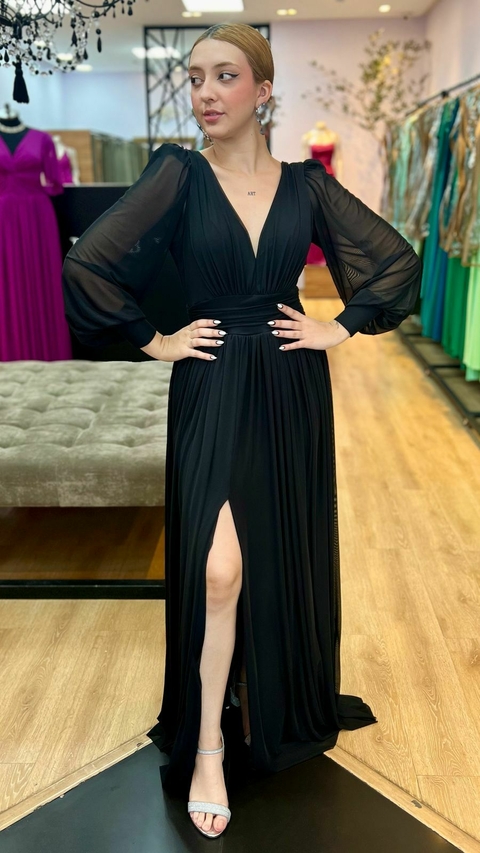Vestido em tule Gaia Preto - comprar online