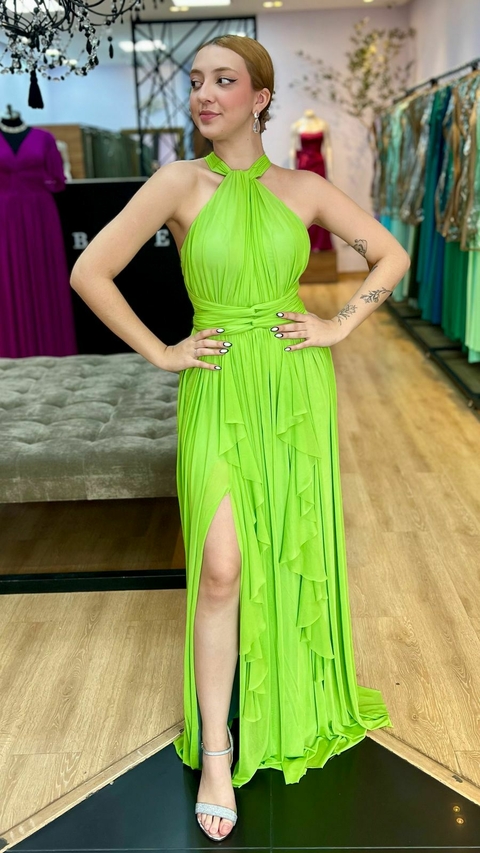 Vestido em tule Maithe Verde Lima (Multiformas) - comprar online