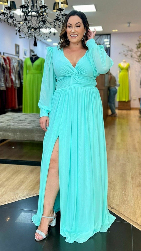 Vestido em tule Gabriele Tiffany Claro - comprar online