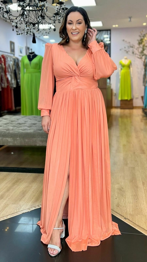 Vestido em tule Gabriele Coral Plus - comprar online