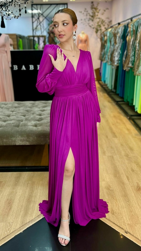 Vestido em tule Gaia Roxo - comprar online