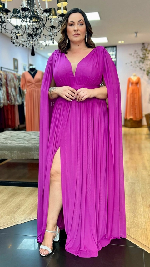 Vestido em Tule Angelina Roxo Plus (Capa e Faixa Cintura Removivel) - comprar online