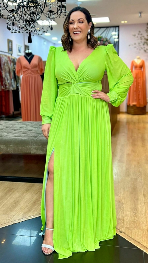 Vestido em tule Gabriele Verde Lima Plus - comprar online