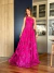 Vestido Longo de Festa Agata Fúcsia Elegante em Tule Bordado Evasê de Um Ombro Só - comprar online