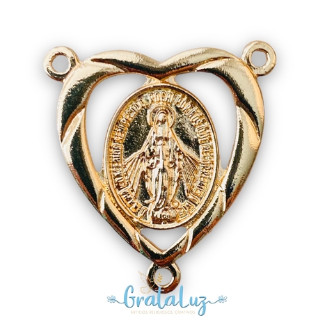 Entremeio Nossa Senhora das Graças (coração) - Dourado Light