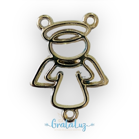 Pingente Anjo Vazado 30mm premium - Níquel