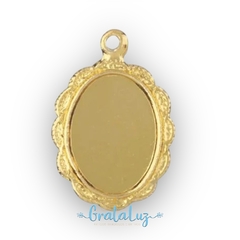 Medalha de Alumínio com moldura para resinar - pacote 50 pçs Dourada