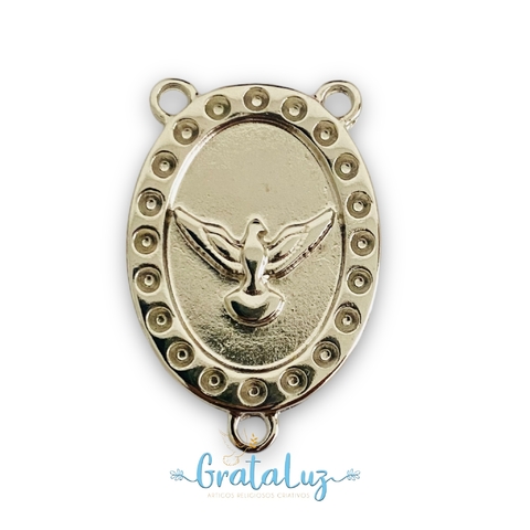 Entremeio 3 pontas Espírito Santo 35mm sem strass - Níquel