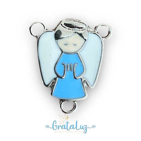 Entremeio Santo Anjo Resinado Azul - Níquel