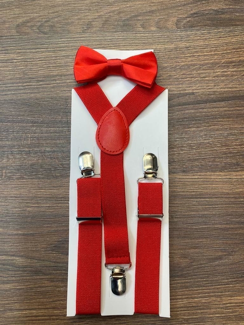 Kit Infantil Suspensório e Gravata Borboleta Pajens Vermelho