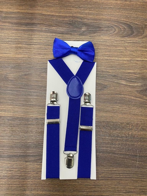 Kit Infantil Suspensório e Gravata Borboleta Pajens Azul Royal