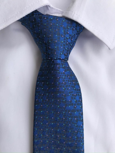 Gravata Slim Azul Estampada