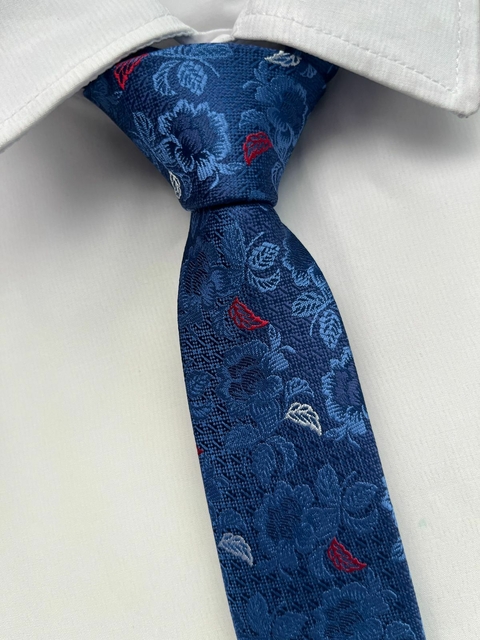 Gravata Slim Kashmir Azul - 2400 fios