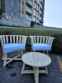 Combo Gervasoni sin barnizar con almohadones de asiento