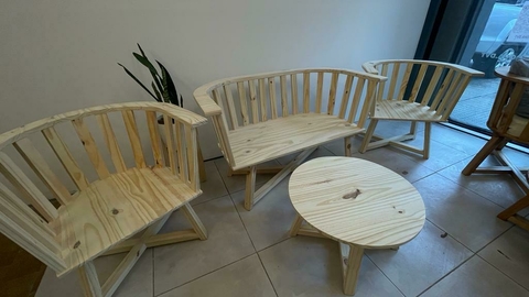 Combo Gervasoni Sin Barnizar ( 1 Doble + 2 Simples + Mesa)