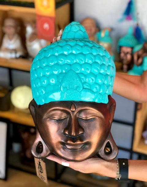 Máscara Sidarta (Buda) 38cm - turquesa laca