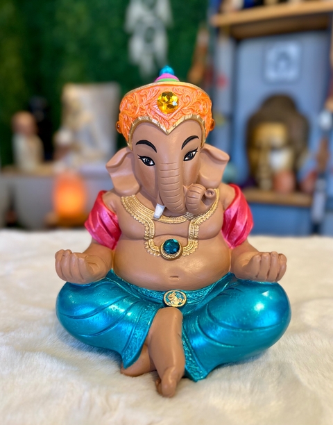 Ganesha Sentado (21cm) - color metálico
