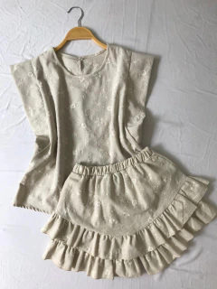 CONJUNTO BLUSA Y SHORT POLLERA *LINO BORDADO* - comprar online