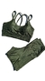 Conjunto Dani Verde Militar Short Bolso Elegance