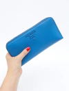 Carteira Longa de Couro Saffiano Azul - comprar online