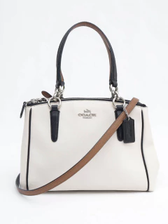 Bolsa Coach White/Black/Brown Leather