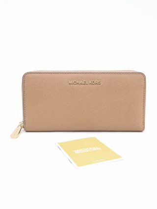 Carteira Jet Set Travel Média De Couro Bege