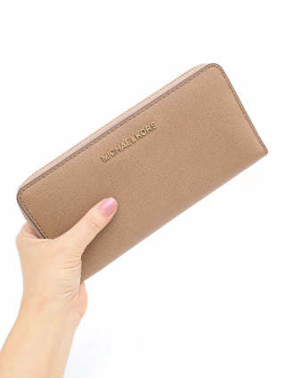 Carteira Jet Set Travel Média De Couro Bege - comprar online