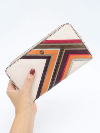Carteira Tory Burch Robinson Multi Stripe Zip na internet