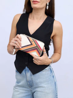 Carteira Tory Burch Robinson Multi Stripe Zip - Paris Brechó