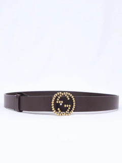 Cinto Gucci Brown Interlocking Beaded GG Tam 90 na internet