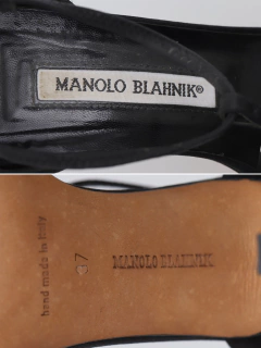 Sapato Manolo Blahnik Cetim Preto c/ Pedras - 35 BRA - Paris Brechó