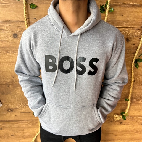 MOLETOM HUGO BOSS COM CAPUZ - CINZA