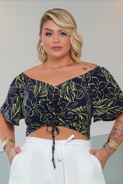 CROPPED RAYON PRINT AZUL 241018