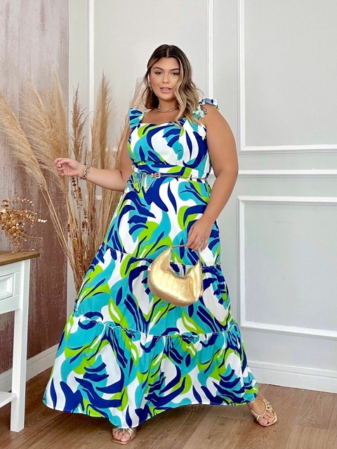 CONJUNTO SAIA LONGA ESTAMPADO VERDE 231002