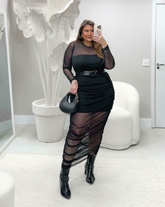 VESTIDO MIDI TULE DRAPEADO 240509 - comprar online