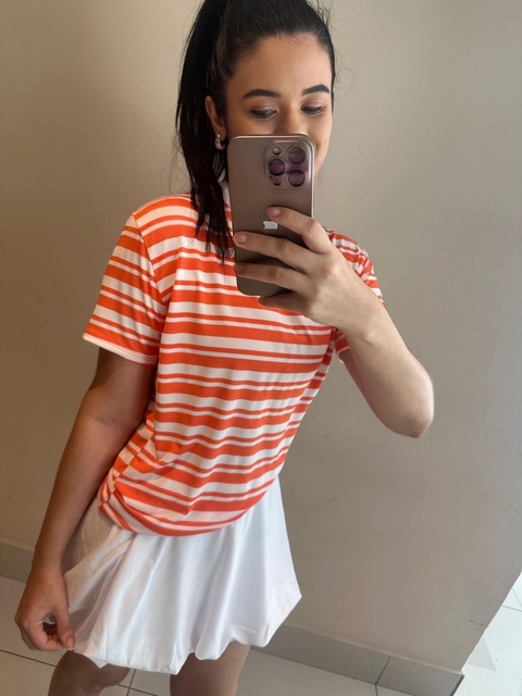 Blusa T shirt listras - (laranja)