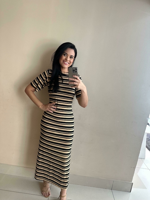 Vestido Emanuelle (listras nude)