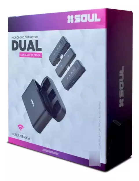 MICROFONO CORBATERO DUAL CON BASE SOUL