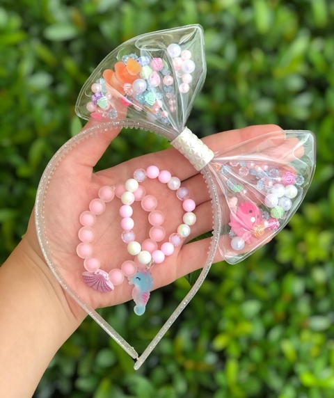 Kit Tiara e Pulseiras Fundo do Mar