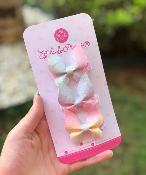 Clips Borboleta Arco-íris