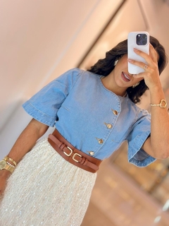 949 - Cropped jeans | detalhes botões - comprar online