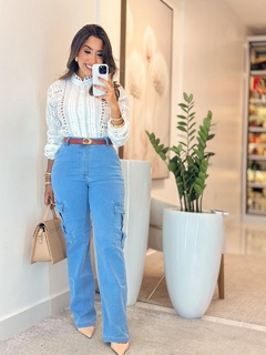 808 - Calça jeans com lycra | cargo CLARA - comprar online