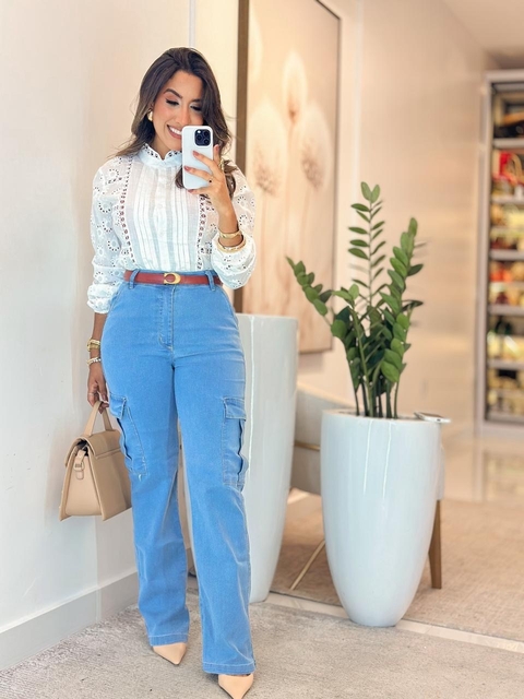 808 - Calça jeans com lycra | cargo CLARA - comprar online